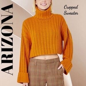 NWT ARIZONA Jr’s Relaxed Fit Long Sleeve Cropped Turtleneck Pullover Sweater-Md
